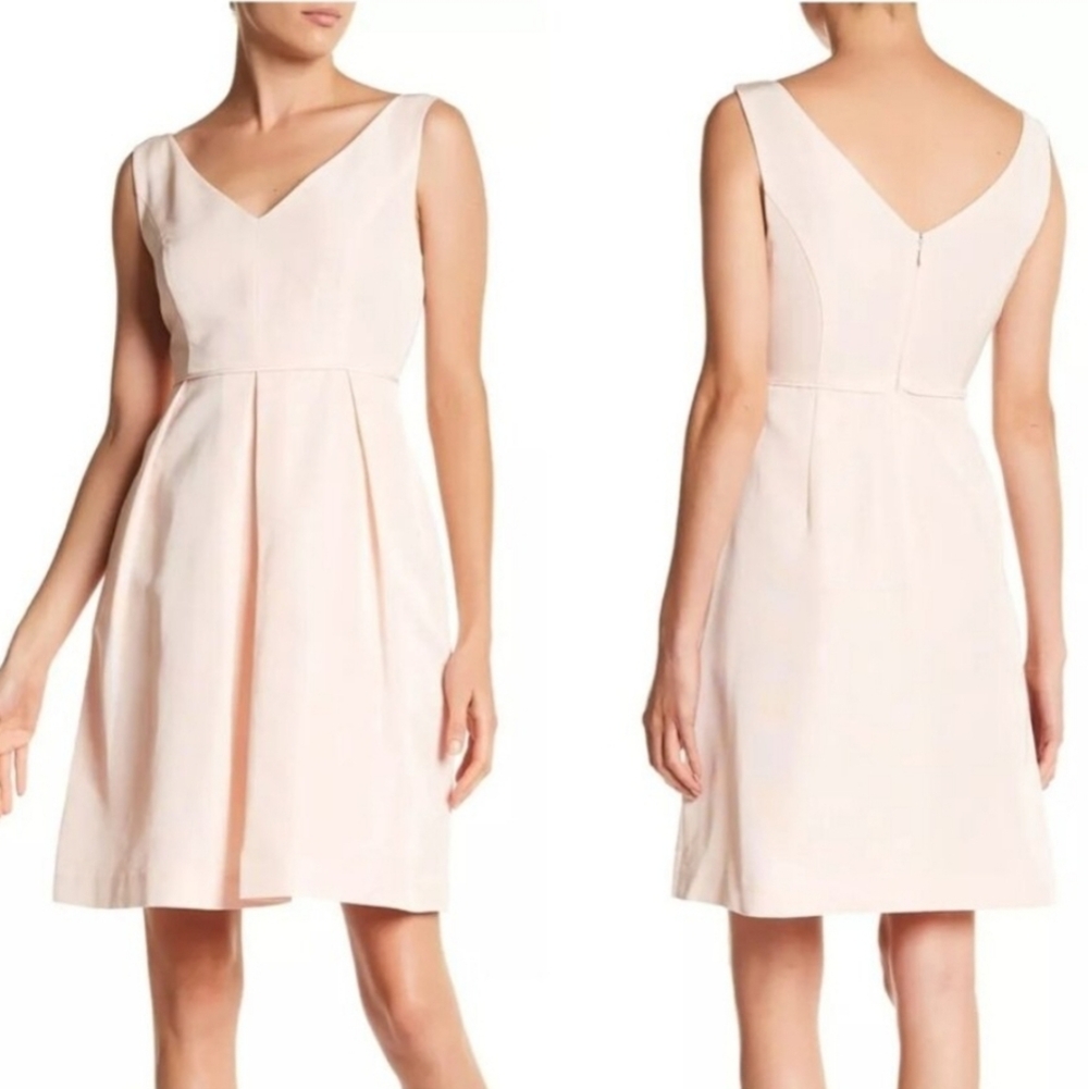 J. Crew Kami Faille Blush Pink Sleeveless Fit & Flare Pleated Dress w Pockets